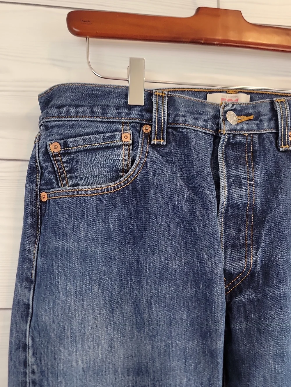 Levi's 501 Button Fly Straight-Leg Blue Denim Jeans Mens Size 34